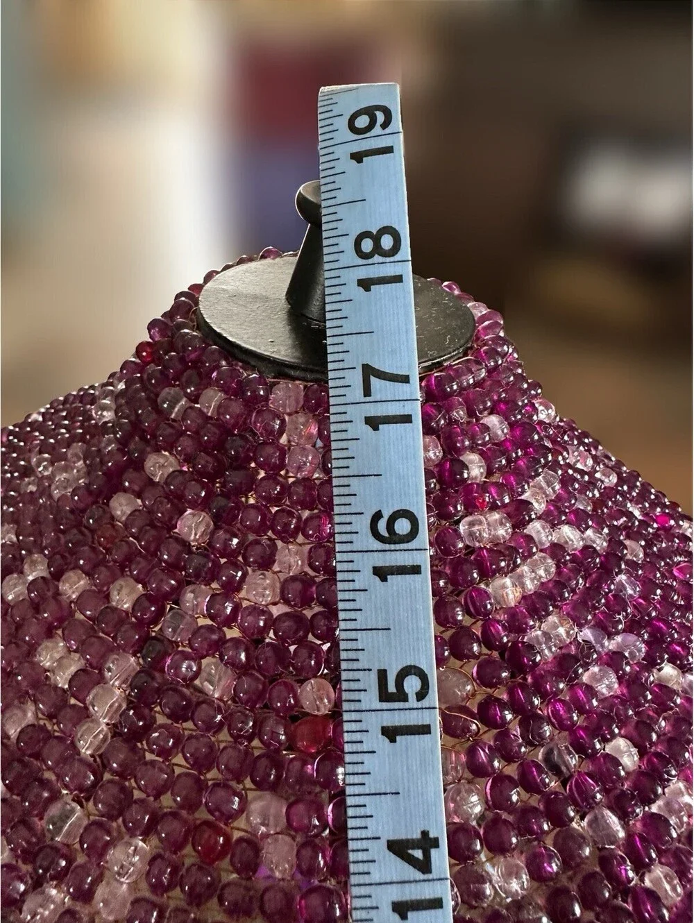 Purple Beaded Table Lamp Victorian Boho Fringe Accent Light Candelabra 16